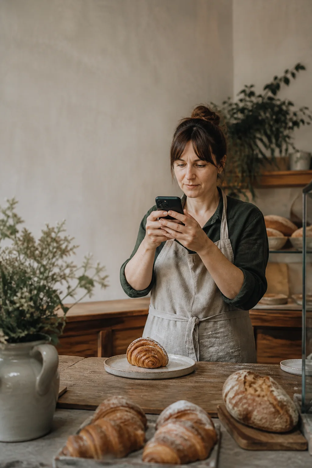 Bäckerei-Inhaberin fotografiert ihr Gebäck für den nächsten Social-Media-Post