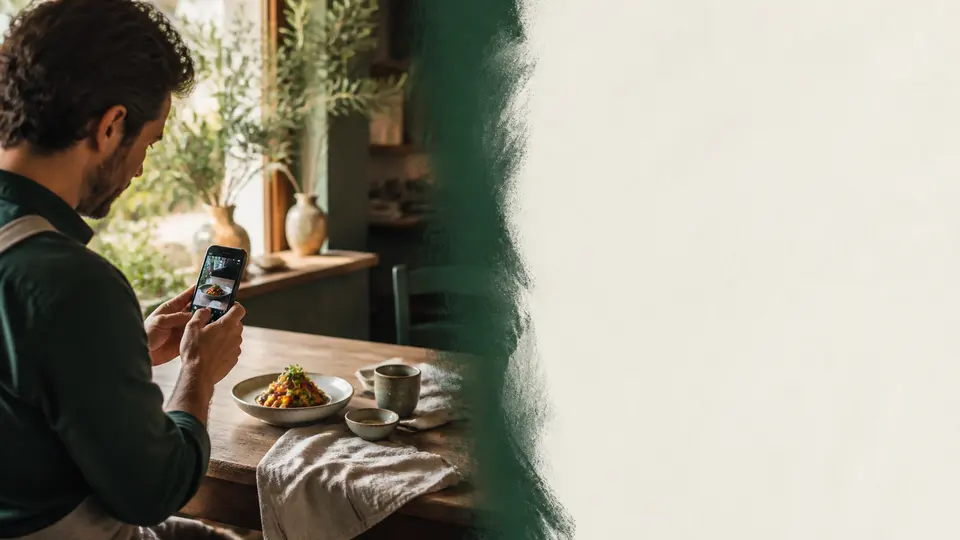 Gastronom fotografiert ein Gericht für sein Instagram-Konto